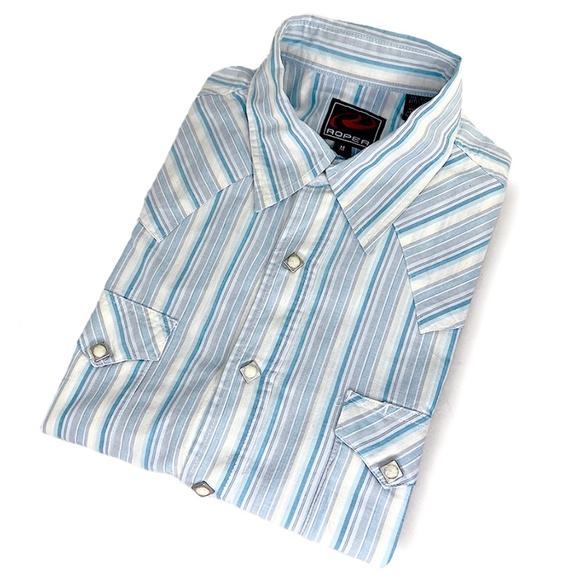Men's Navy Striped Western Shirt by Roper